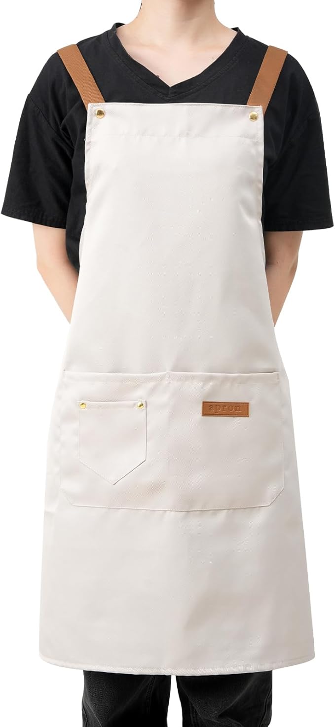 DILLMAN Art Aprons for Men Women Painting Pottery Baking, H Back Straps Waterdrop Kitchen Chef Cooking Apron with Pockets