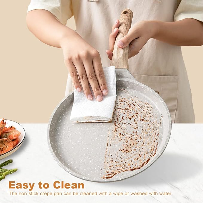 Bobikuke 8 inch Crepe Pan, Nonstick Pan for Crepes Omelette Tortillas, Dosa Tawa Tortilla Pan, Griddle Pancake Pan for Roti Indian, Induction Compatible