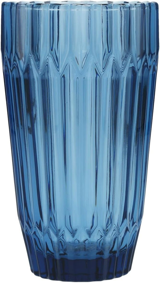 Fortessa Archie Glass Drinkware, Iced Beverage Glass (Set of 6), 15 Ounce, Cornflower Blue