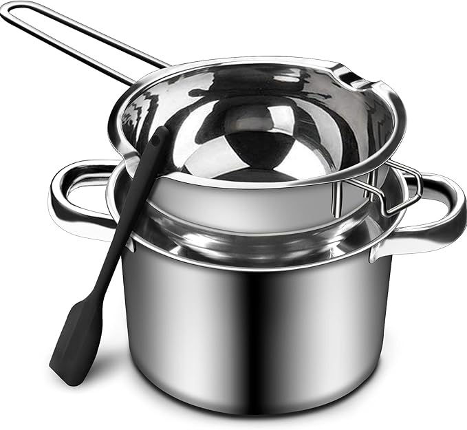 1000ML/1QT Double Boiler Chocolate Melting with 2QT 304 Stainless Steel Pot, Chocolate Melting Pot with Silicone Spatula