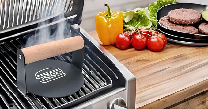 5.5INCH Hamburger Smash Press, Sandwiches Flat Top Grilling Sear Sizzle Griddle Accessories Burger Smash King Gifts for Men and Dad
