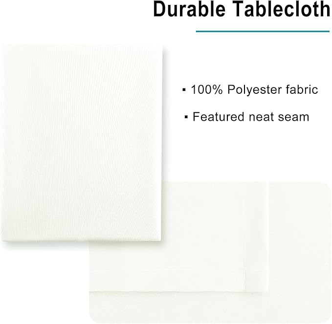 Hiasan Ivory Tablecloth for Rectangle Tables - Waterproof and Spillproof Washable Fabric Table Cloth for Dining Room Kitchen Party, 60 x 102 Inch