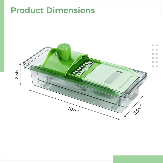 Multi-Purpose Kitchen Mandoline Slicer, Vegetable Cutter with Stainless Steel Blades, Safe Plastic, and Hand Guard - Ideal for Onions, Potatoes, Carrots