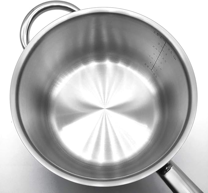 Fortune Candy 3.5-Quart Saucepan with Lid, Tri-Ply, 18/8 Stainless Steel, Advanced Welding Technology, Dishwasher Safe, Induction Ready, Mirror Finish