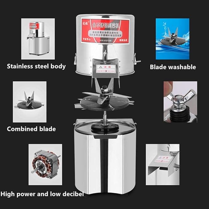 600W Commercial Food Processor & Meat Grinder - 110V Electric Vegetable Chopper, Stainless Steel Slicer with Adjustable Thickness - 120kg/h High Capacity, Heavy Duty for Kitchen, Restaurant, Catering
