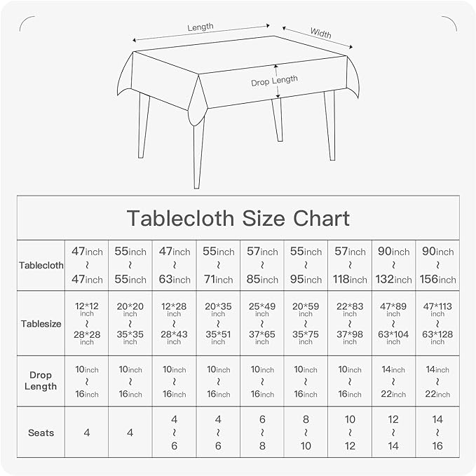 BALCONY & FALCON Rectangle Tablecloth Washable Wrinkle Resistant and Water Proof Table Cloth Decorative Linen Fabric Tablecloths for Dining Parties Kitchen Wedding and Outdoor Use (Lake Blue, 57x85)
