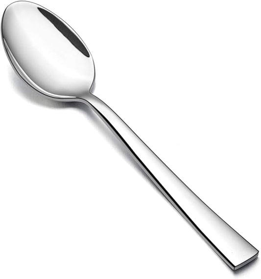 E-far Dinner Spoons Set of 6, 7.9 Inch Stainless Steel Soup Spoons Tablespoons for Home, Kitchen or Restaurant, Non-toxic & Mirror Polished, Squared Edge & Dishwasher Safe