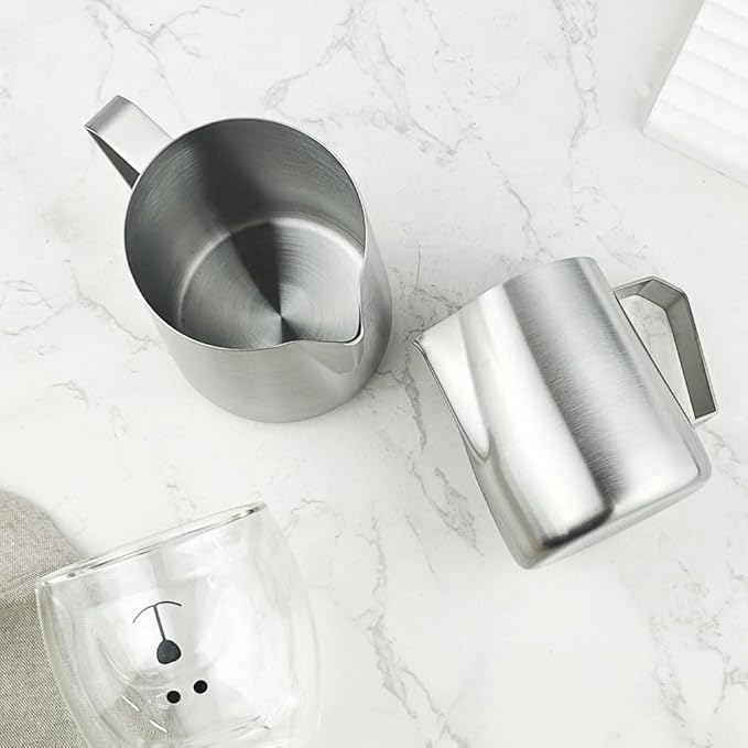 MIULY Stainless Steel Milk Frothing Pitcher 20oz/600ML - Professional Milk Frother Jug for Latte Art, Espresso Machine Accessories, Dishwasher Safe for Home & Cafe Baristas