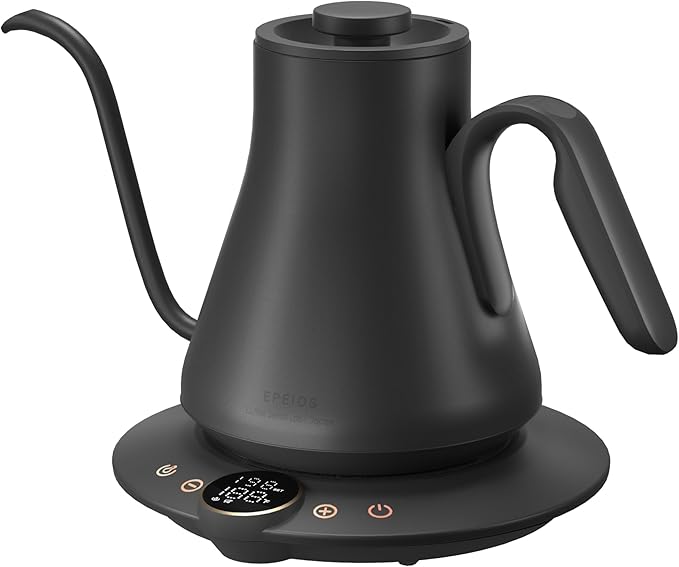 INTASTING Electric Kettle, Gooseneck Electric Kettle, ±1℉ Temperature Control, Stainless Steel Inner, Quick Heating, for Pour Over Coffee, Brew Tea, Boil Hot Water, 1500W/0.9L Dark Gray