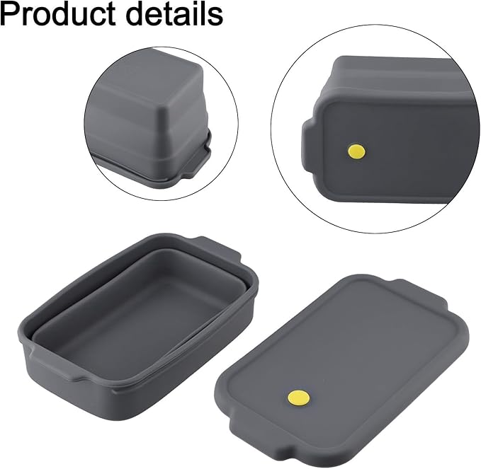 Silicone Loaf Pan with Lid, Foldable Baking Pan Non- Bread Tray for Meatloaf and Pound Cake, Oven-Safe Flexible Baking, For Easy Release Grey Loaf Pan