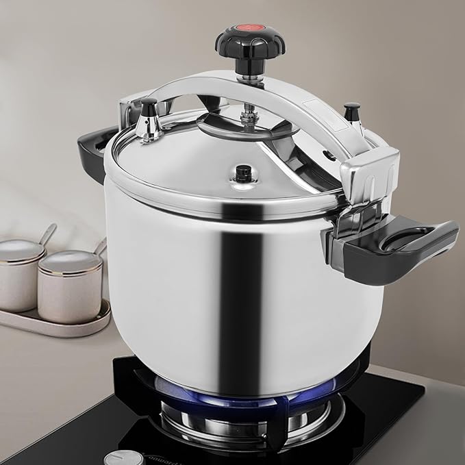 Stainless Steel Pressure Cooker Large Capacity Cooktop Pressure Pot with Multiple Protection Functions for Home Restaurants Canteens, Multiple Stove Compatible (27.47 Qt)
