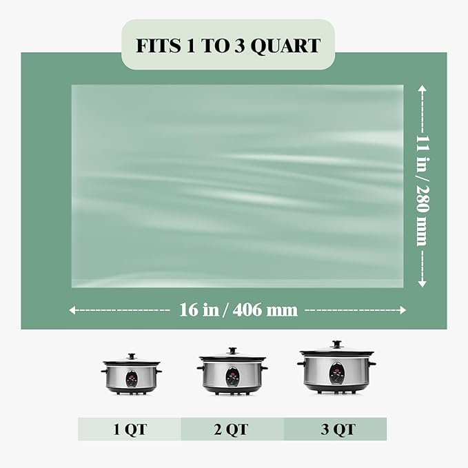 WZHSBSAQ Slow Cooker Liners, 40 Cooking Bags, Medium Disposable Pot Liner Plastic Bags, Fits 1QT to 3QT Slow Cooker Cooking Pans, 11 in. x 16 in.