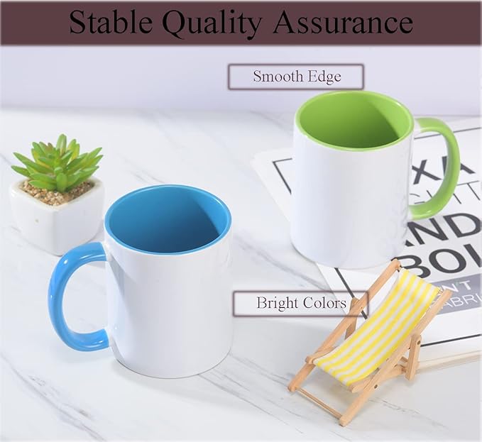 Ceramic Sublimation Mugs, 11oz, 12Pack, Assorted Colors, Microwave Safe, Dishwasher Safe