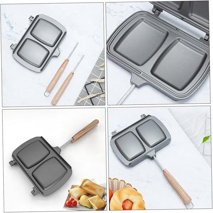 Non-stick Double-sided Frying Pan Sandwich Baking Machine for Home Use Stovetop Press for Sandwiches Waffles Eggs