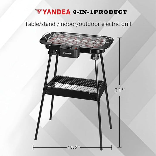 Electric Grill Outdoor Indoor Cooking,Smokeless BBQ,Portable Removeable Stand Grill, (YD301 Upgrade)