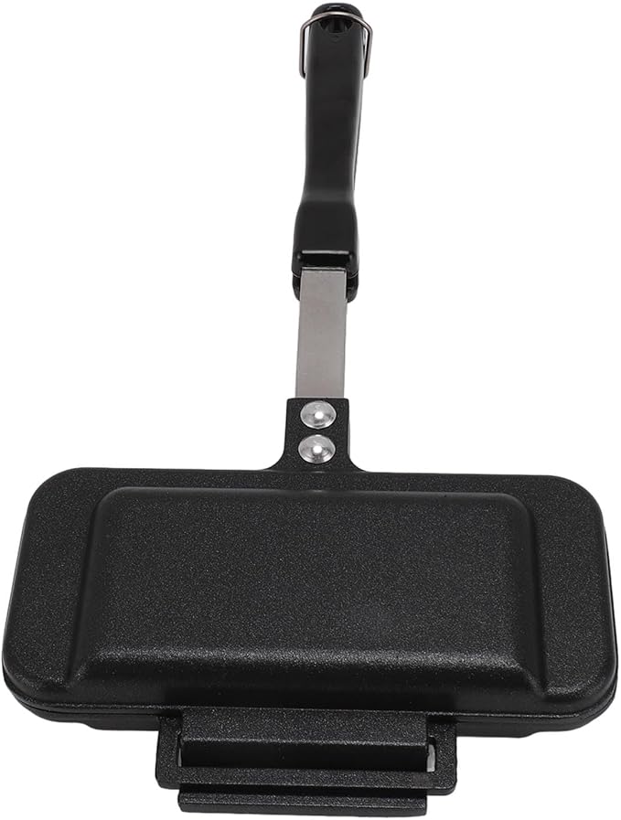 Nonstick Stovetop Waffle Maker Pan, Aluminum Waffle Pan for Family Breakfast, Portable Camping Waffle Maker with Long Handle for Even Heating on Gas or Electric Stove (Type 1)