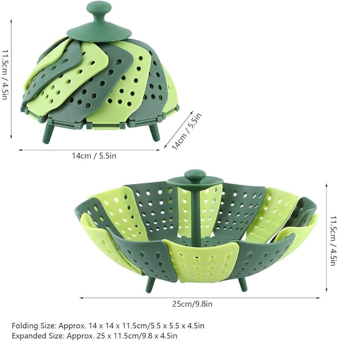2pcs Foldable Steamer Basket,Silicone Vegetable Steamer Basket,Food Steamer,Pot Steamer Basket High Temperature Resistant Cooker Dish Steamer Basket For Steaming Fruit