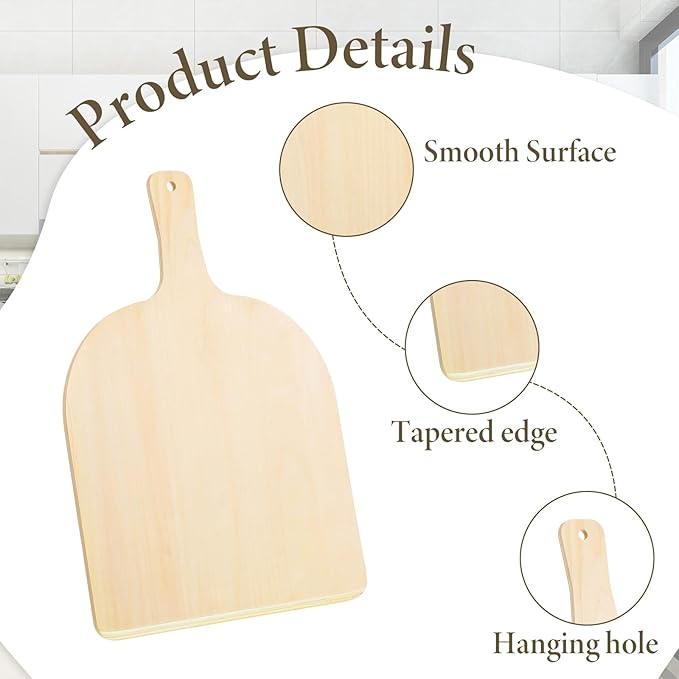 4 Pcs Wood Pizza Peel 12 Inch Pizza Paddle Spatula with Wood Handle for Oven, Stone, Pan or Grill, Large Pizzas Paddle Set for Transferring Pizzas