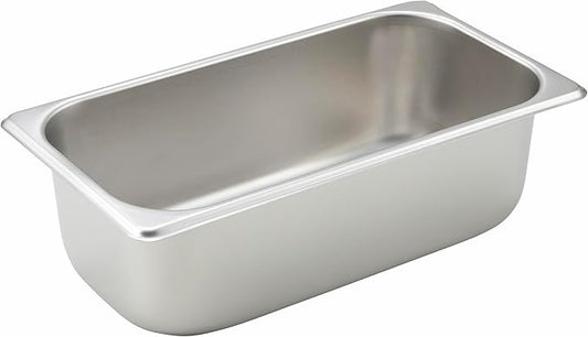 Winco 1/3 Size Pan, 4-Inch,Stainless Steel,Medium, 12.75"D x 7"W x 4"H