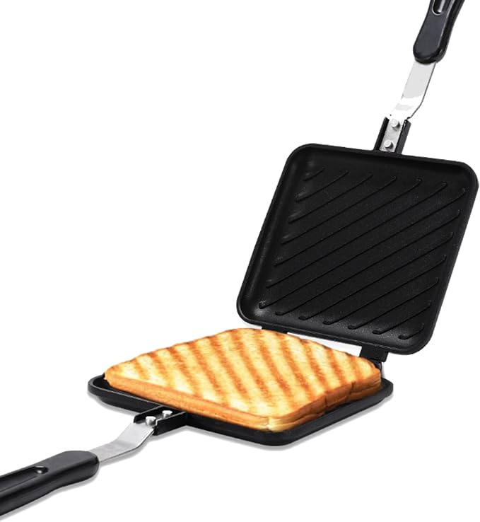 Electric Panini Press, Double Sided Non-Stick Sandwich Maker, Breakfast Grill for Thick Fillings, Portable and Easy to Clean