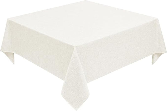 Faux Linen Square Tablecloth for Dining Room,Waterproof Texture Decorative Farmhouse Rustic Table Cloth for Indoor Outdoor Party, Holiday, Banquet Picnics, Patio,70 x 70 Inch (Square),Ivory