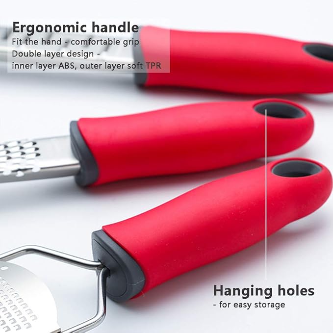 Kitchen Graters Set of 3 Stainless Steel Handheld Zester, Razor Sharp Teeth High Performance for Vegetables, Fruits, Cheese, Chocolate,3pcs