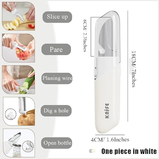 Multifunctional Stainless Steel Fruit Knife Peeler,Outdoor Portable 5 in 1 Double Sided Paring Cutting Knifes,Potato Digging Knife Travel Pocket Bottle Opener for Travel, Camping, Kitchen