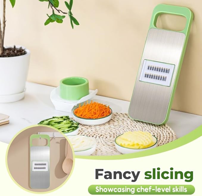 Multifunctional Vegetable Cutter, 2025 New Vegetable Slicer with Adjustable Stainless Steel Blade, Kitchen Chopper with Hand Guard for Vegetable, Fruit, Onion, Potato, Tomato, Cabbage (2pcs)