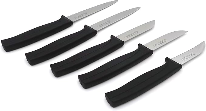 Paring Knife 2.5 Inch - MATTSTONE HILL Bird's Beak Paring Knife, For Peeling and Paring Fruits and Vegetables, Slim Blade, Premium Stainless Steel, Semi Soft Handle, Black