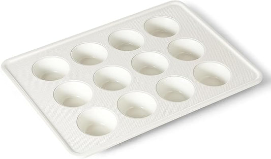 HONGBAKE Nonstick Ceramic Muffin Pan, 12 Cup Muffin tin for Baking, Non-toxic Cupcake Pan, Heavy-duty Aluminized Steel Cupcake Tray with Diamond Texture, Easy To Clean, Cream