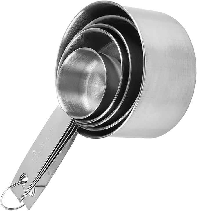 Measuring Cup Set, 5 PCS Stainless Steel Measuring Cup Kitchen Baking Cooking Measuring Cup Weighing Graduated Cup Coffee Measuring Tool for Dry or Liquid Home Restaurant