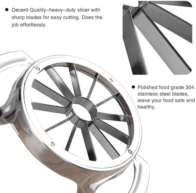 Stainless Steel Apple Slicer and Corer - FEITA 12 Blades Food Grade 304 Extra Large Heavy Duty Apple Cutter Divider up to 4 Inch Apples