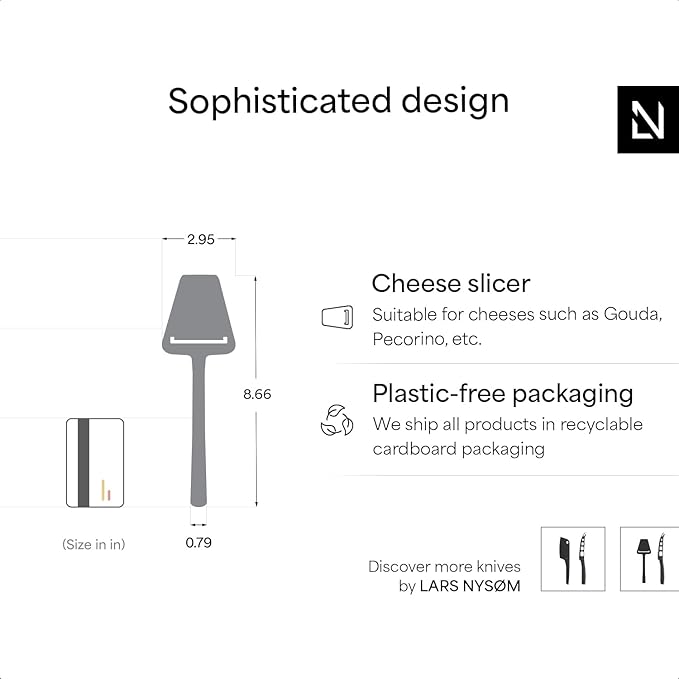 LARS NYSØM Cheese Cutter I Cheese Slicer Made of Stainless Steel I Manual Slicer (Carbon Black)