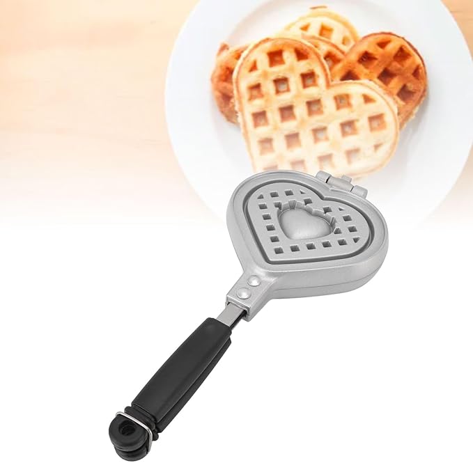 Stovetop Waffle Pan, Aluminum Alloy Nonstick Waffle Maker Pan Heart Shape Waffle Pan for Waffles Sandwich Toaster, Breakfast, Sandwich Baking