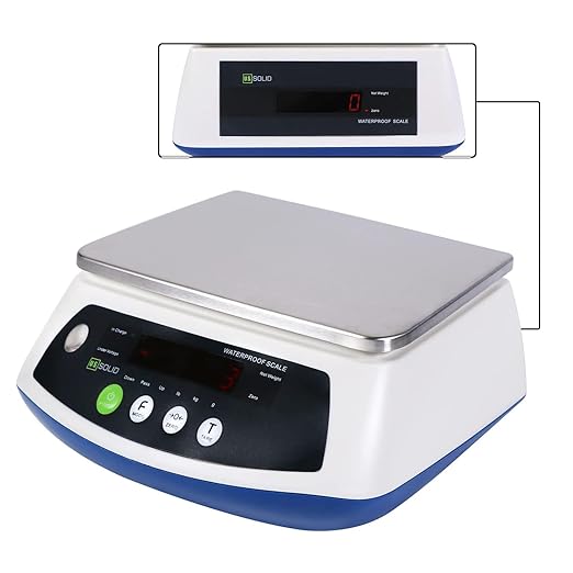 U.S. Solid IP68 Waterproof Bench Scale, 15 kg x 1 g (33 lb x 0.002 lb), Digital Food Scale for Aquatic Markets & Seafood Processing, Washable SS Platform Scale for Refrigerated Storage, Meat & Deli