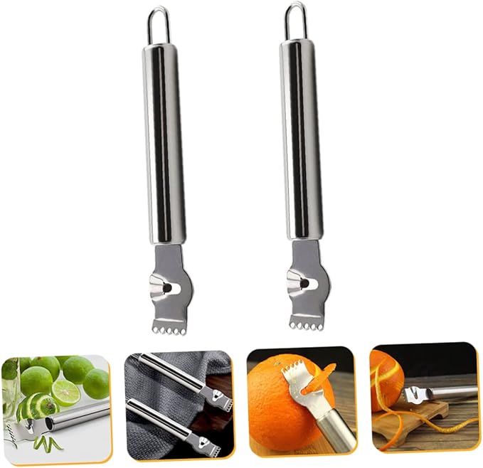 2pcs Real Lemon Zester Peeler Stainless Steel Grater Fruit Zester Graters Kitchen Hanging Loop for Orange Lemon Peel