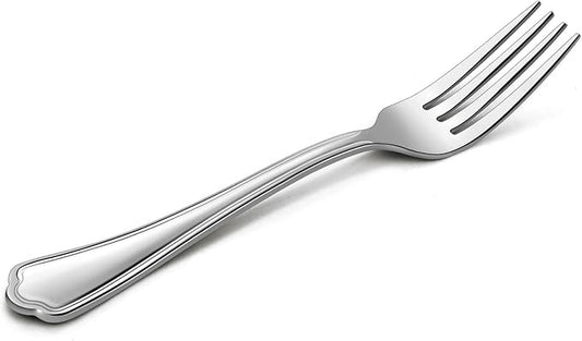 Dinner Forks Set of 12, E-far 7.9 Inch Stainless Steel Forks for Home, Kitchen or Restaurant, Non-toxic & Mirror Polished, Scalloped Edge & Dishwasher Safe