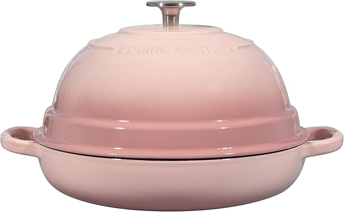 EDGING CASTING Enameled Cast Iron Dutch Oven Pot with Lid, Round Bread Oven for Homemade Sourdough Bread Baking, 6 Quart, Pink