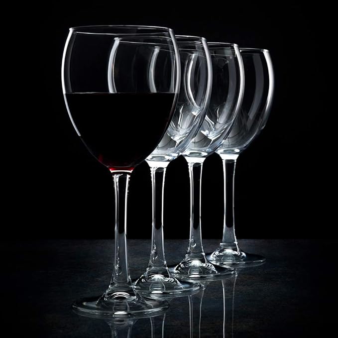 Restaurantware-Cascata 14 Ounce Red Wine Glasses, Set Of 6 Tempered Glasses - Chip-Resistant, Fine-Blown Wine Glass Set, Dishwasher-Safe Stemware, For Red or White Wines