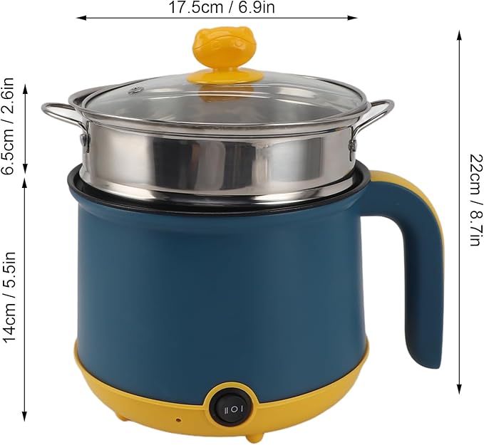 Electric Cooking Pot 1.8L Stainless Steel Clear Lid Electric Cooker (US Plug 110V)