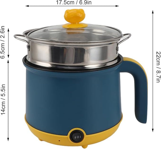 Electric Cooking Pot 1.8L Stainless Steel Clear Lid Electric Cooker (US Plug 110V)