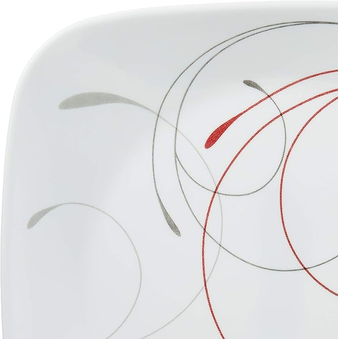 Corelle Vitrelle 6-Piece Salad Plate Set, Triple Layer Glass and Chip Resistant, Lightweight Square 8-1/2-Inch Plates Set, Splendor