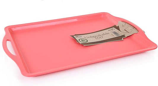 Mintra Home Durable Serving Tray (1pk, Salmon) - Platter with Handle 14in, Salmon, (Heavy Duty,Large Capacity Great for Kitchen, Wedding, Restaurant Indoor or Outdoor Picnic Camping