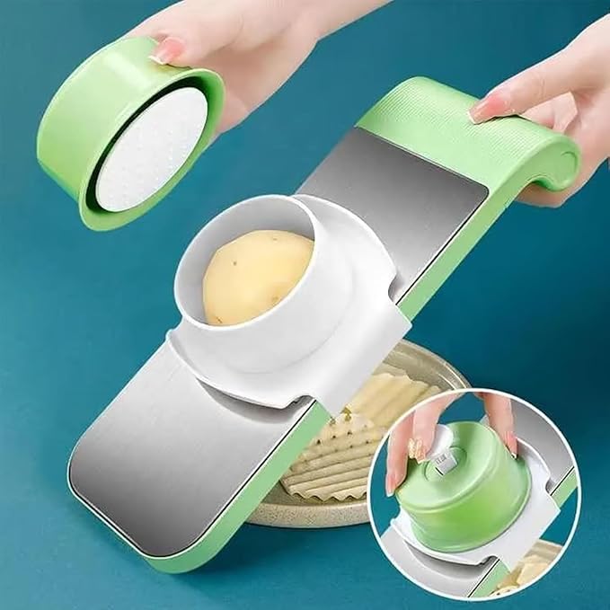 Multifunctional Vegetable Cutter, Portable Mandoline Slicer for Kitchen, Adjustable Vegetable Cutter with Stainless Steel Blades, Home Essentials & Kitchen Gadgets (3Blades/Set)