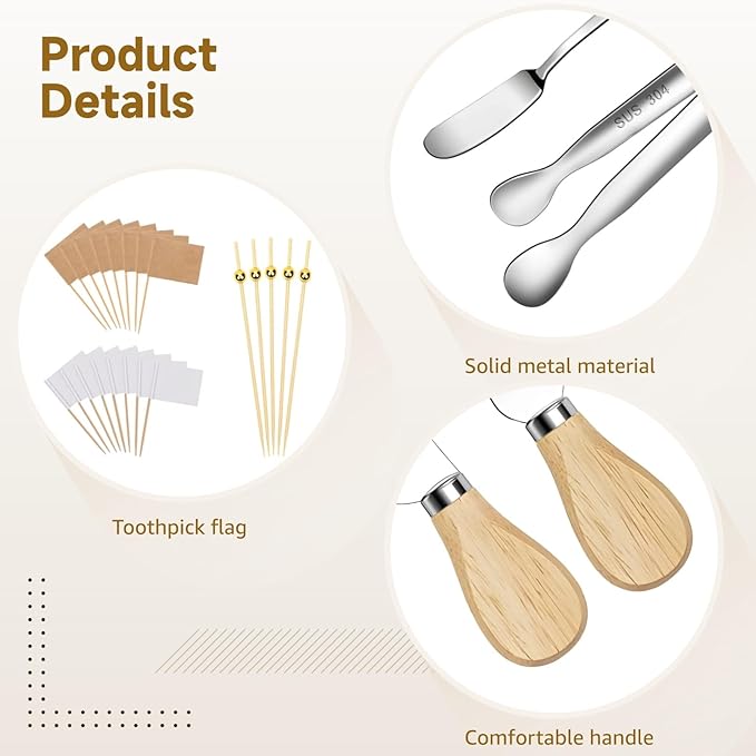 169 PCS Charcuterie Board Accessories Set, Cheese, Butter & Honey Spreader Knives Forks Spoons Serving Tongs Cocktail Picks Mini Bowls Flags for Party Platters & Dining
