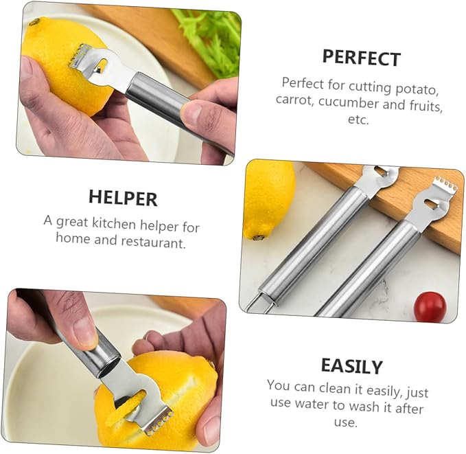 Cabilock Stainless Steel Lemon Zester Cheese Grater 3pcs Home Lemon Grater Tool