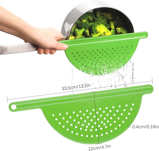 3pcs Stainless Steel Pot Strainer, Crescent Pasta Strainer Fits up to 9" Pots for Noodles, Fruit, Veggies