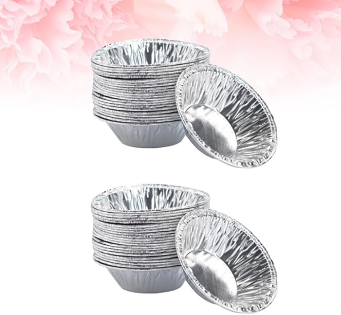 KALLORY Disposable Tart Pans 200Pcs Foil Tart Mold Non-Stick Baking Cups for Kitchen Baking Muffin Cooking