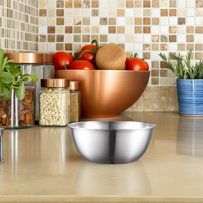 2Pcs Stainless Steel Colander Set with Fine Mesh Strainer & Mixing Bowl, Kitchen Basket for Washing Vegetables, Fruits & Rice, Easy-Clean, Multi-Function for Home Cooking & Meal Prep