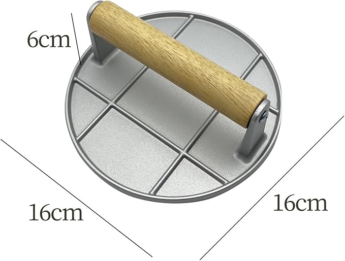Qianly Aluminum Alloy Burger Press Meat Smashed Professional Grill Cooking Smasher Grill Press for BBQ Accessories Grilling Tool, Round Argent